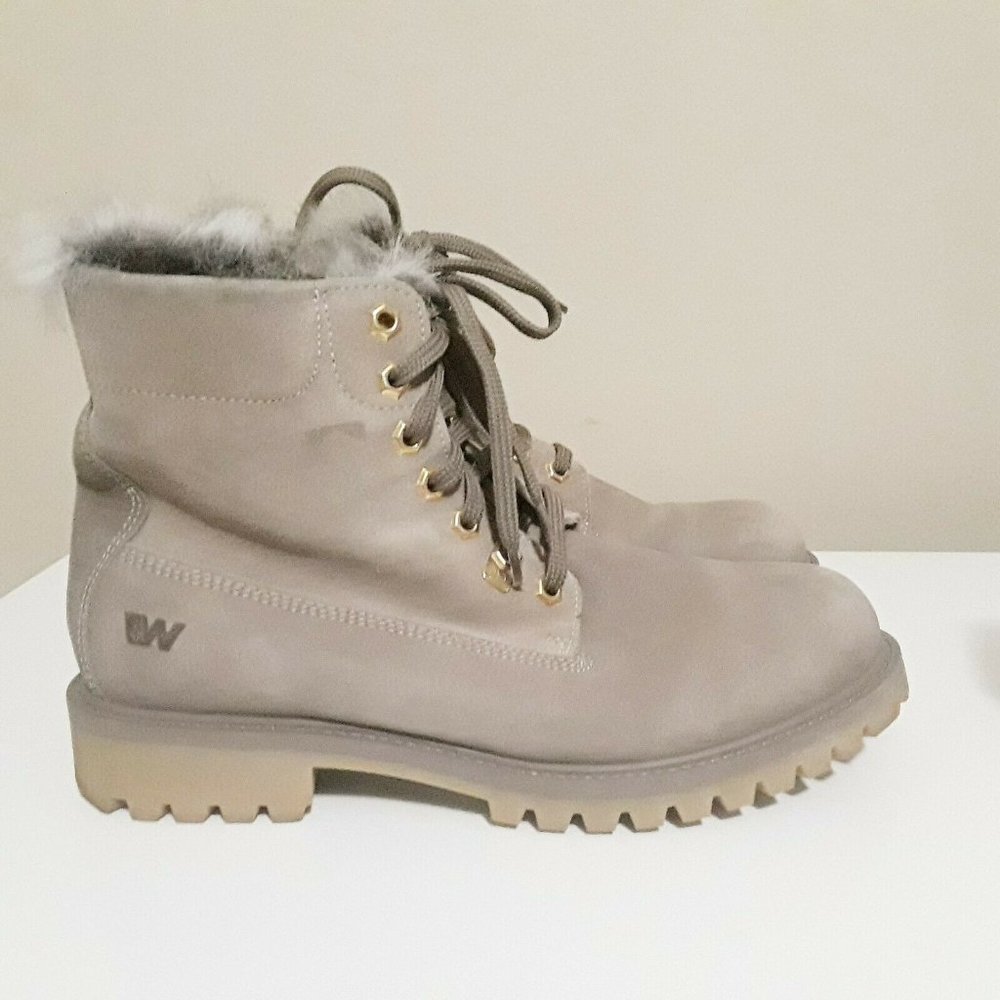 ~WEINBRENNER~ Suede Lace-Up Faux Fur Fall or Winter Boots Women (Size 40)